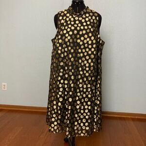 18w Signature by Robbie Bee Gold Black glitter Polka Dot relaxed fit Dress tie